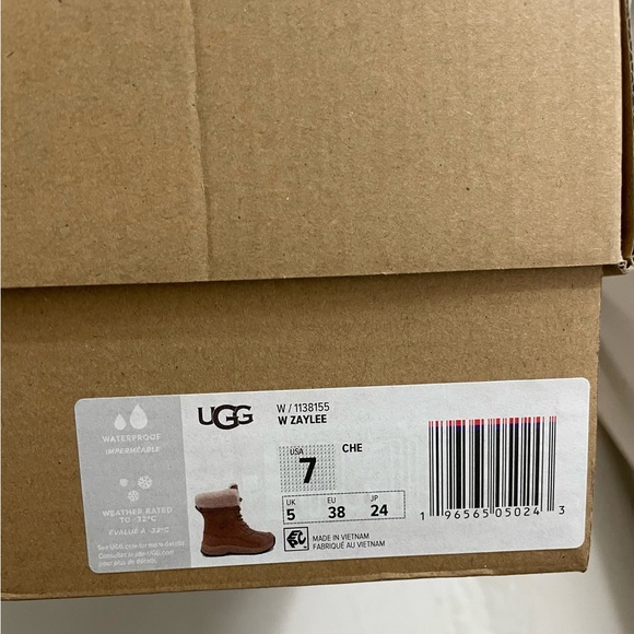 New in Box UGG Zaylee Women Boots CHE Size 7 Waterproof - Picture 11 of 13